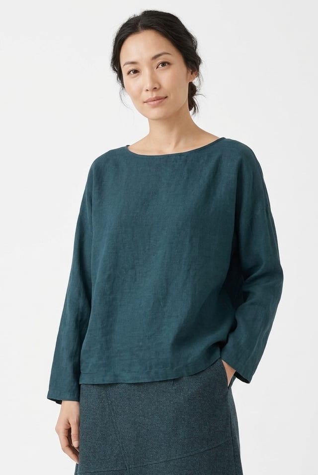 Blouse 6590 - Drapey lyocell twill - 582TEAL - 10260710590