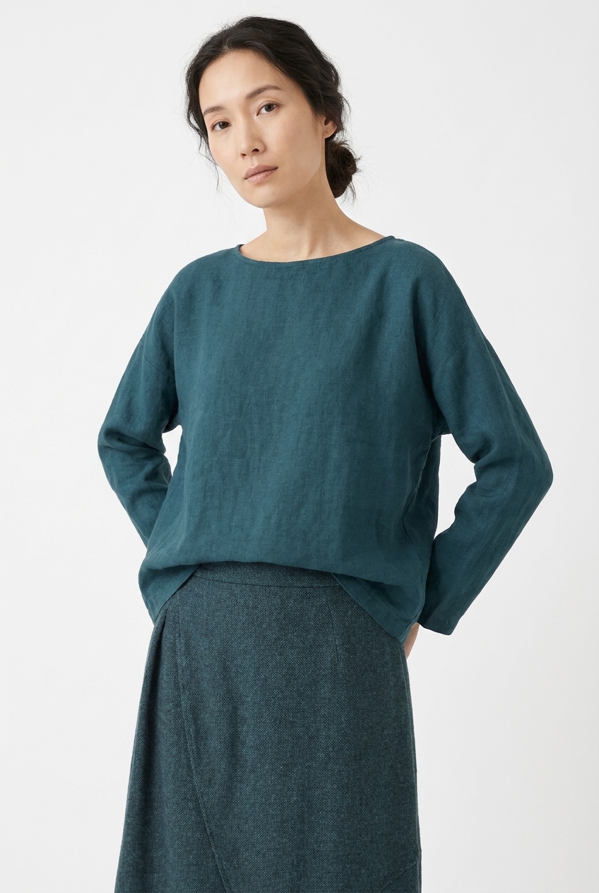 Blouse 6590 Turquoise Drapey lyocell twill