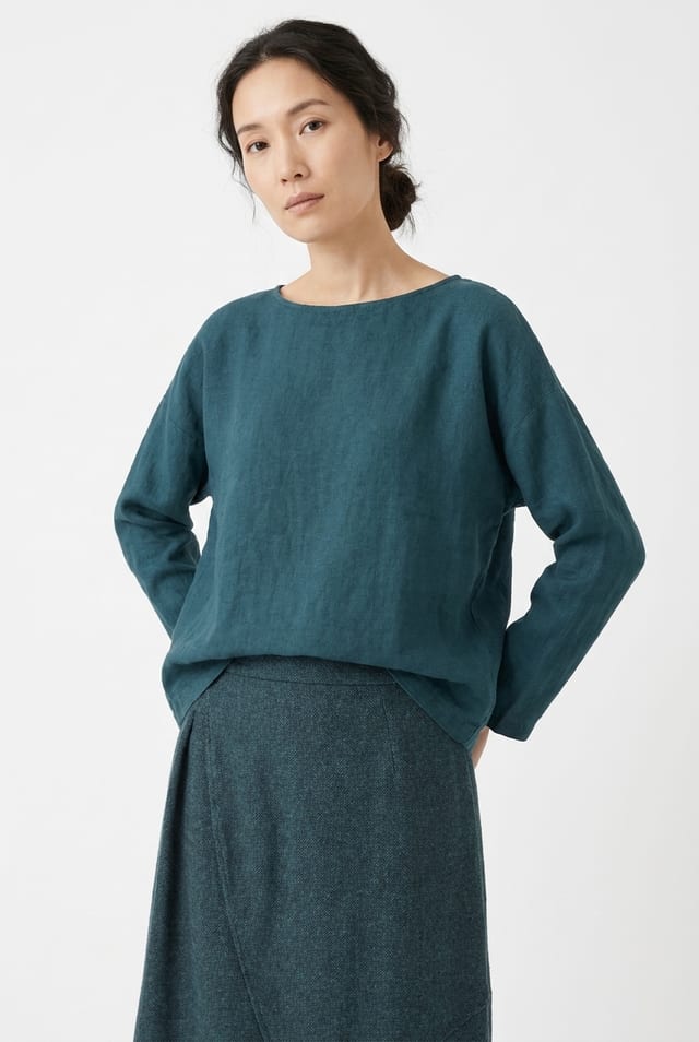 Blouse 6590 - Drapey lyocell twill - 582TEAL - 10260710590