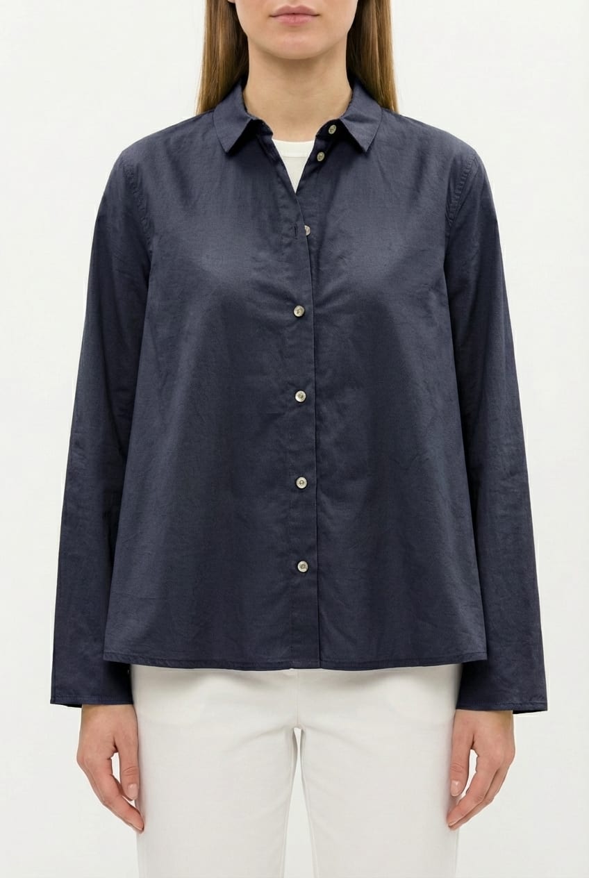 Blouse 6593 - Cotton poplin - 490NAVY - 10260710593