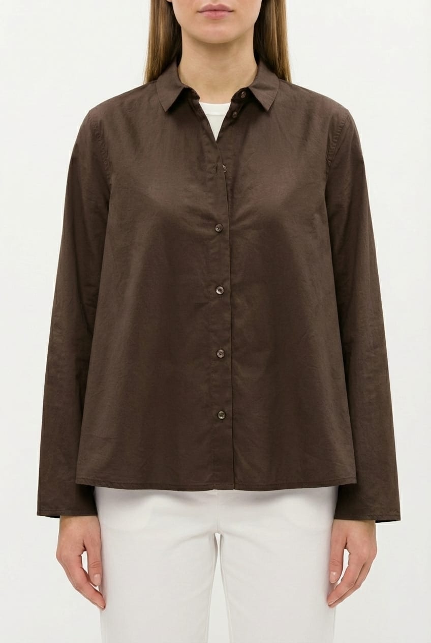 Blouse 6593 - Cotton poplin - 890CHOCO - 10260710593