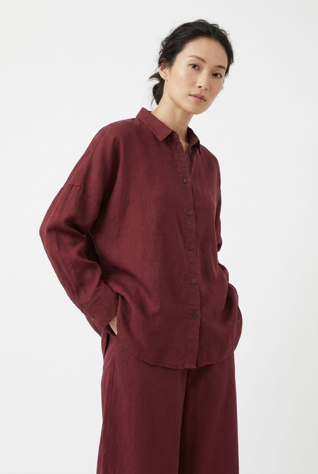 Bluse 6594 - Piqué aus reinem Lyocell - 362SYRAH - 10260710594