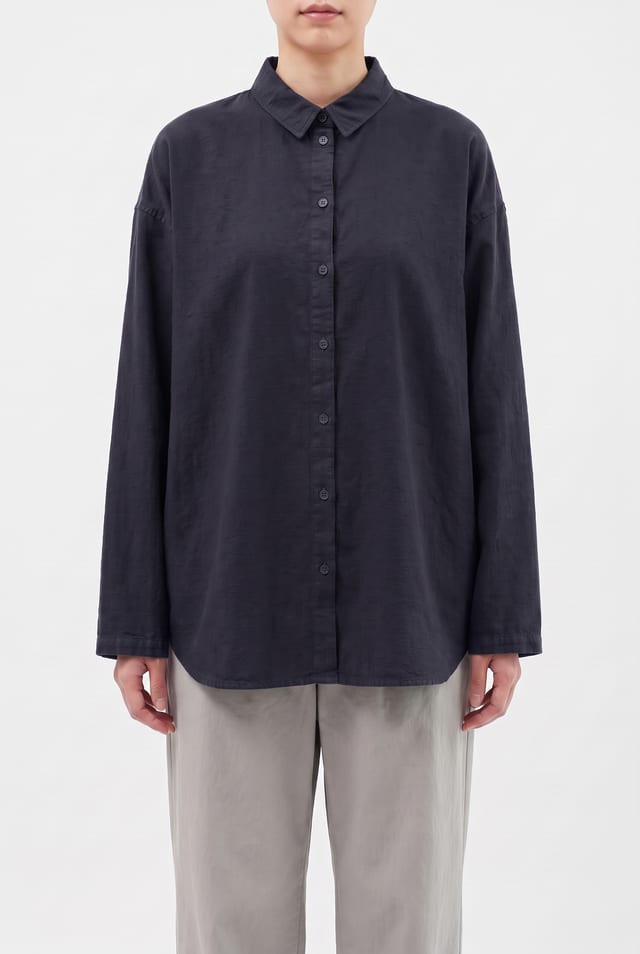 Blouse 6595 - Cotton houndstooth flannel - 490NAVY - 10260710595
