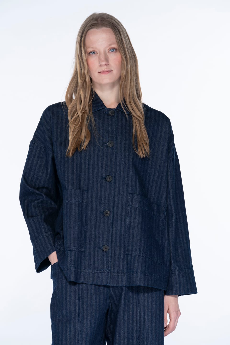 Jacket 6625 - Cotton denim with herringbone pattern - 560INDIGO - 10260710625