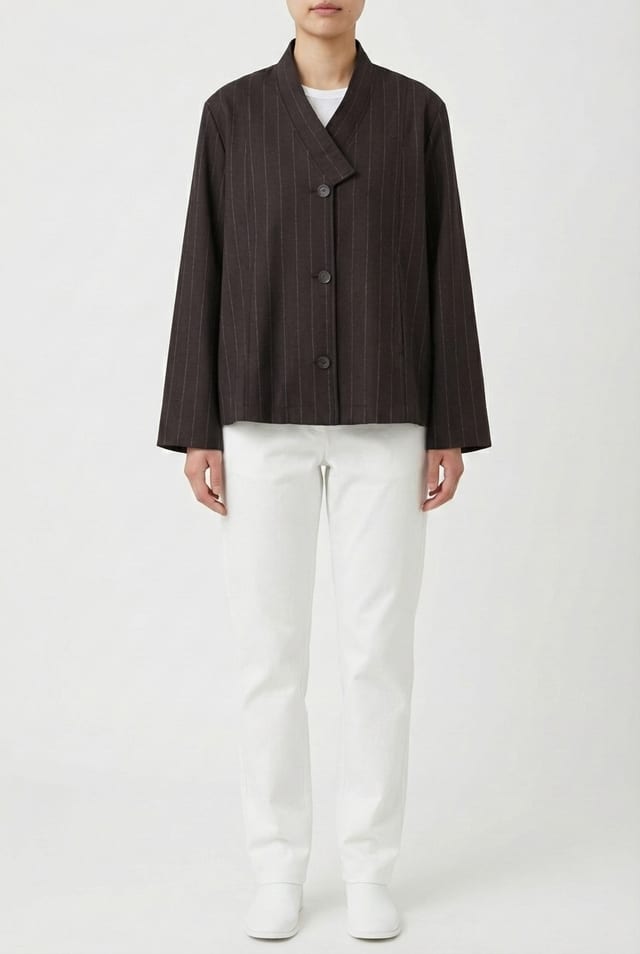 Jacket 6626 - Wool blend with chalk stripes - 890CHOCO - 10260710626