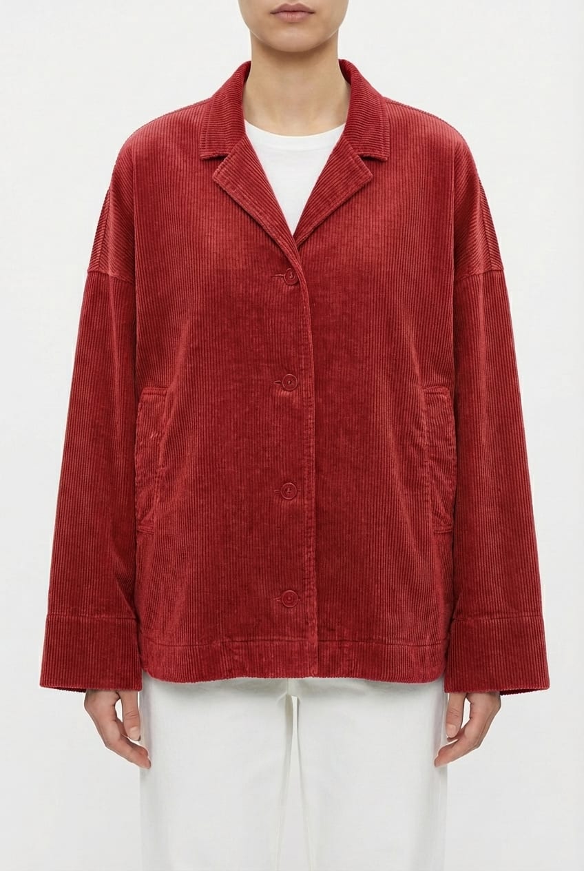 Jacket 6627 - Pure cotton corduroy - 352SCARLET - 10260710627