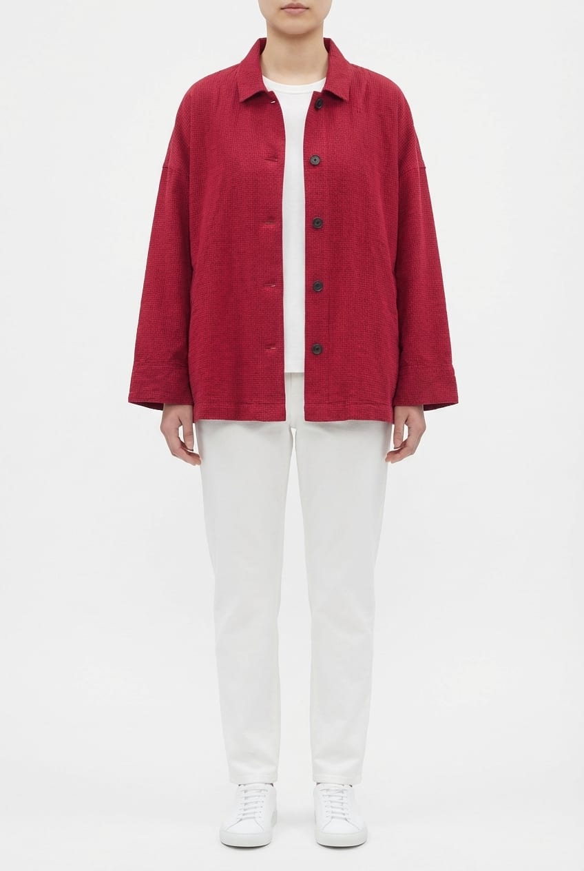 Jacket 6629 - Dobby cotton check - 350SCARLET - 10260710629