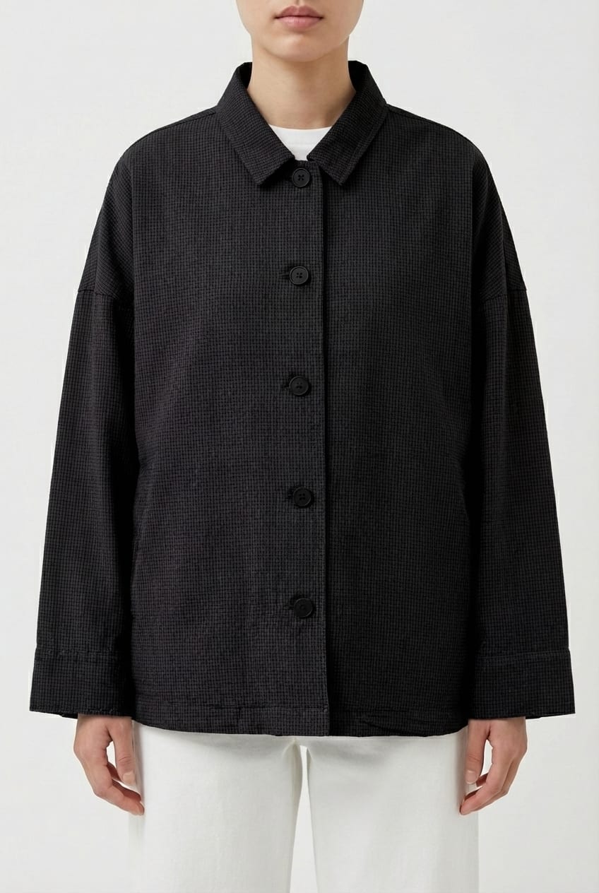 Jacket 6629 - Dobby cotton check - 990BLACK - 10260710629
