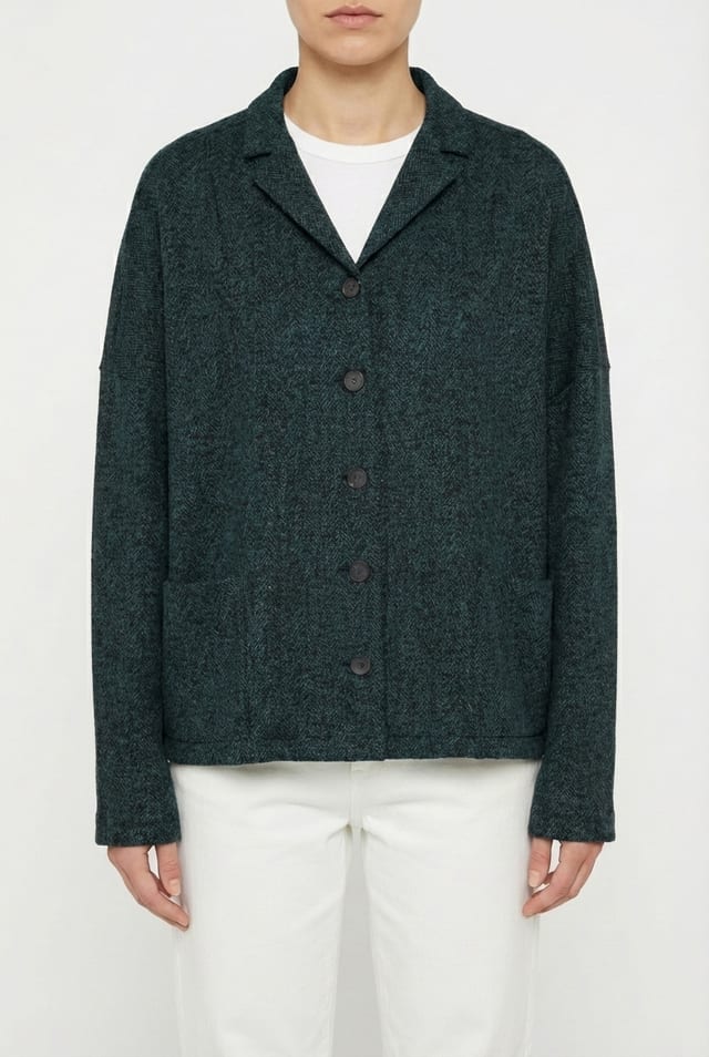 Veste 6630 - Jersey jacquard à motif chevrons - 580TEAL - 10260710630