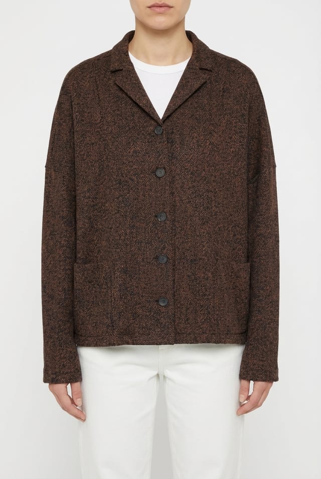 Jacket 6630 - Jacquard jersey with herringbone pattern - 860WOOD - 10260710630