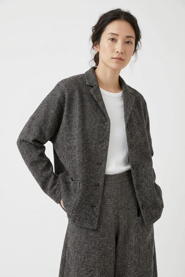 Jacket 6630 - Jacquard jersey with herringbone pattern - 990BLACK - 10260710630