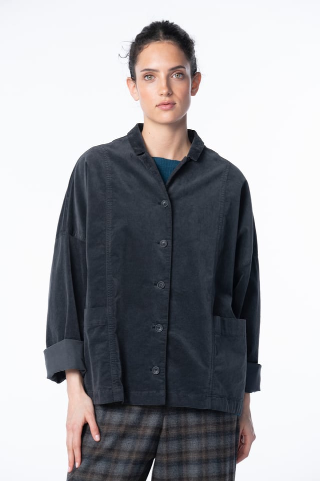 Jacket 6633 - velours stretch en coton - 982GRAPHITE - 10260710633