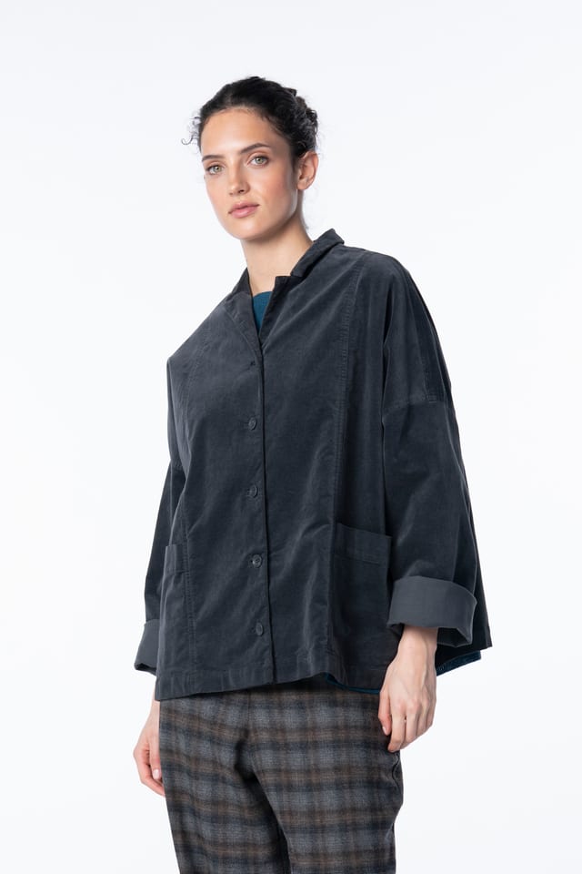 Jacket 6633 - velours stretch en coton - 982GRAPHITE - 10260710633