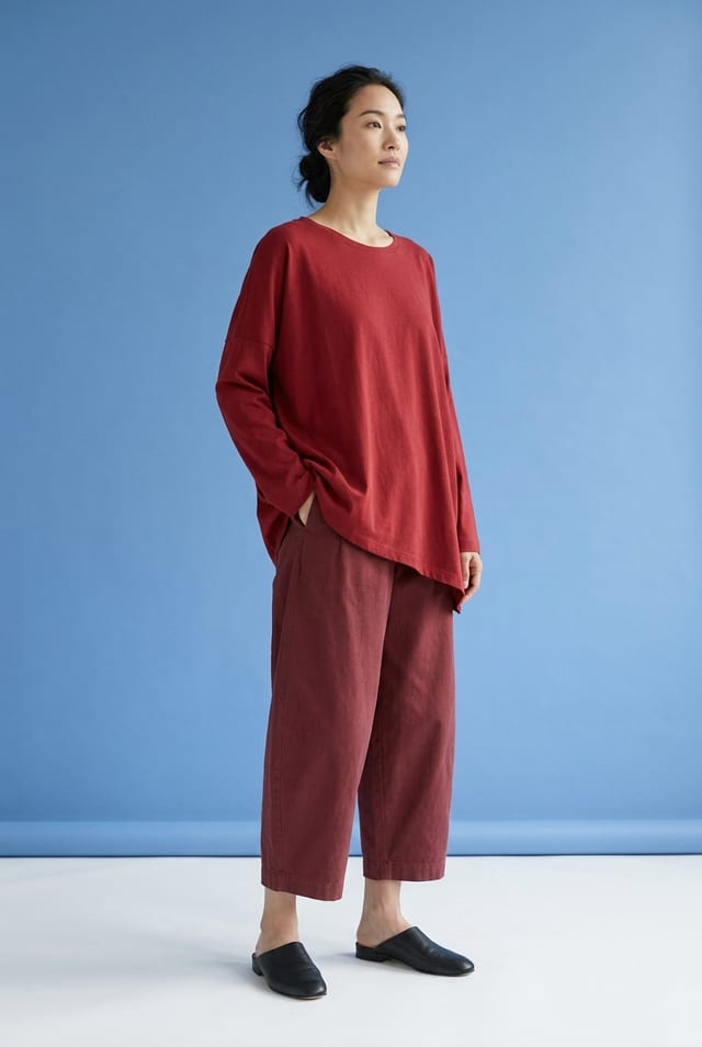 Košile 6642 - Jednoduchý bavlněný žerzej - 350SCARLET - 10260710642