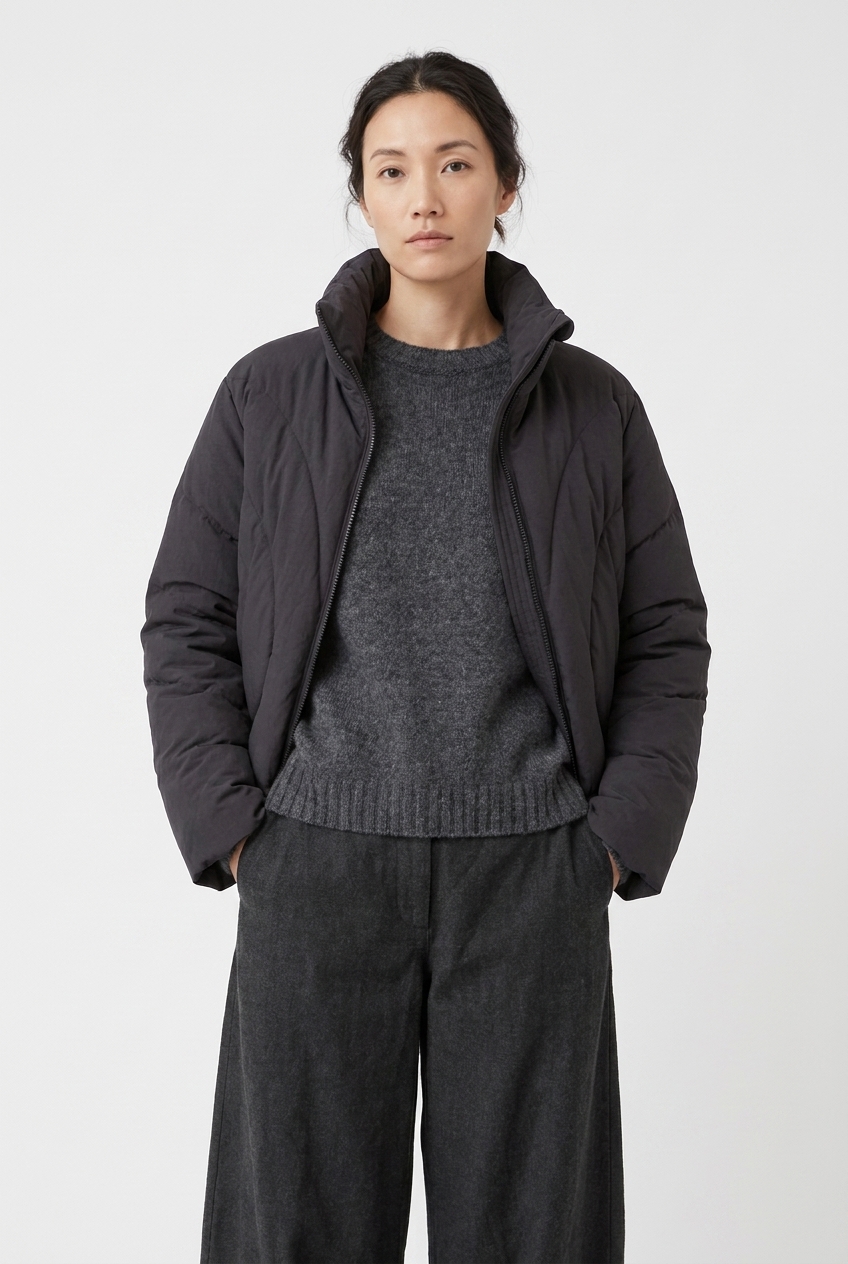 Outdoor jacket 6660 Grey Padded outdoor ripstop in cotton-polyamide blend