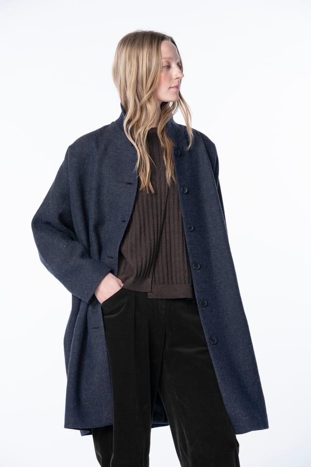 Outdoor jacket 6667 - Brushed herringbone in virgin wool - 490NAVY - 10260710667