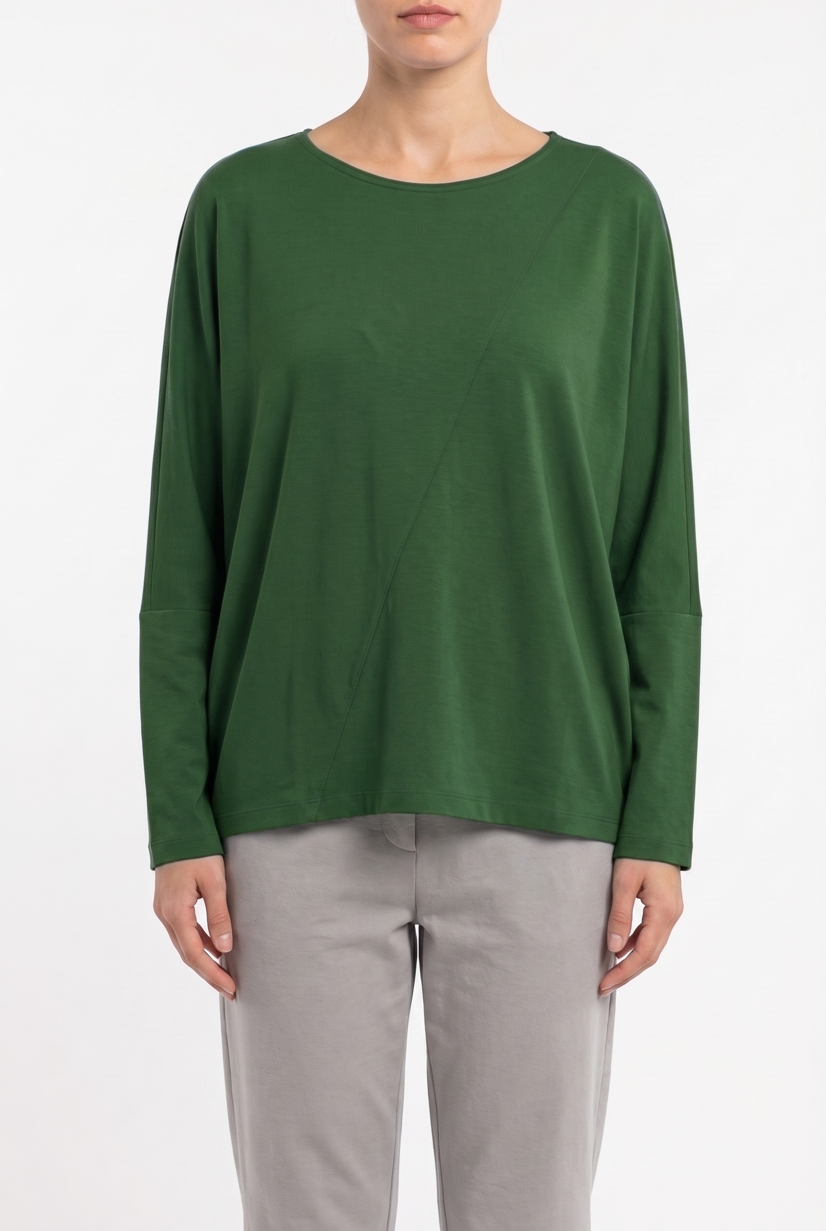 Pullover 6670 660GREEN Splývavý lyocellový žerzej