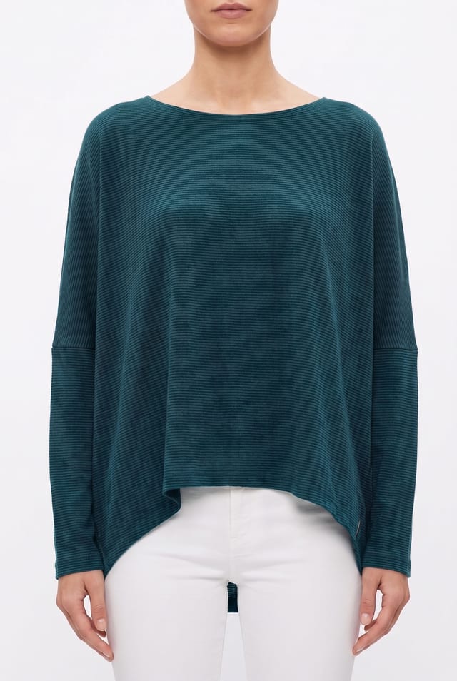 Pullover 6671 - Organic cotton slub jersey - 580TEAL - 10260710671