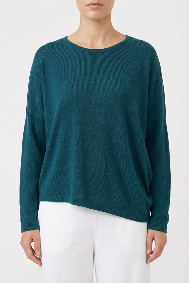 Pullover 6672 - Organic cotton slub jersey - 580TEAL - 10260710672