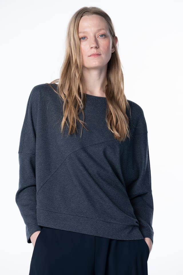 Pullover 6674 - Houndstooth jacquard jersey - 560INDIGO - 10260710674