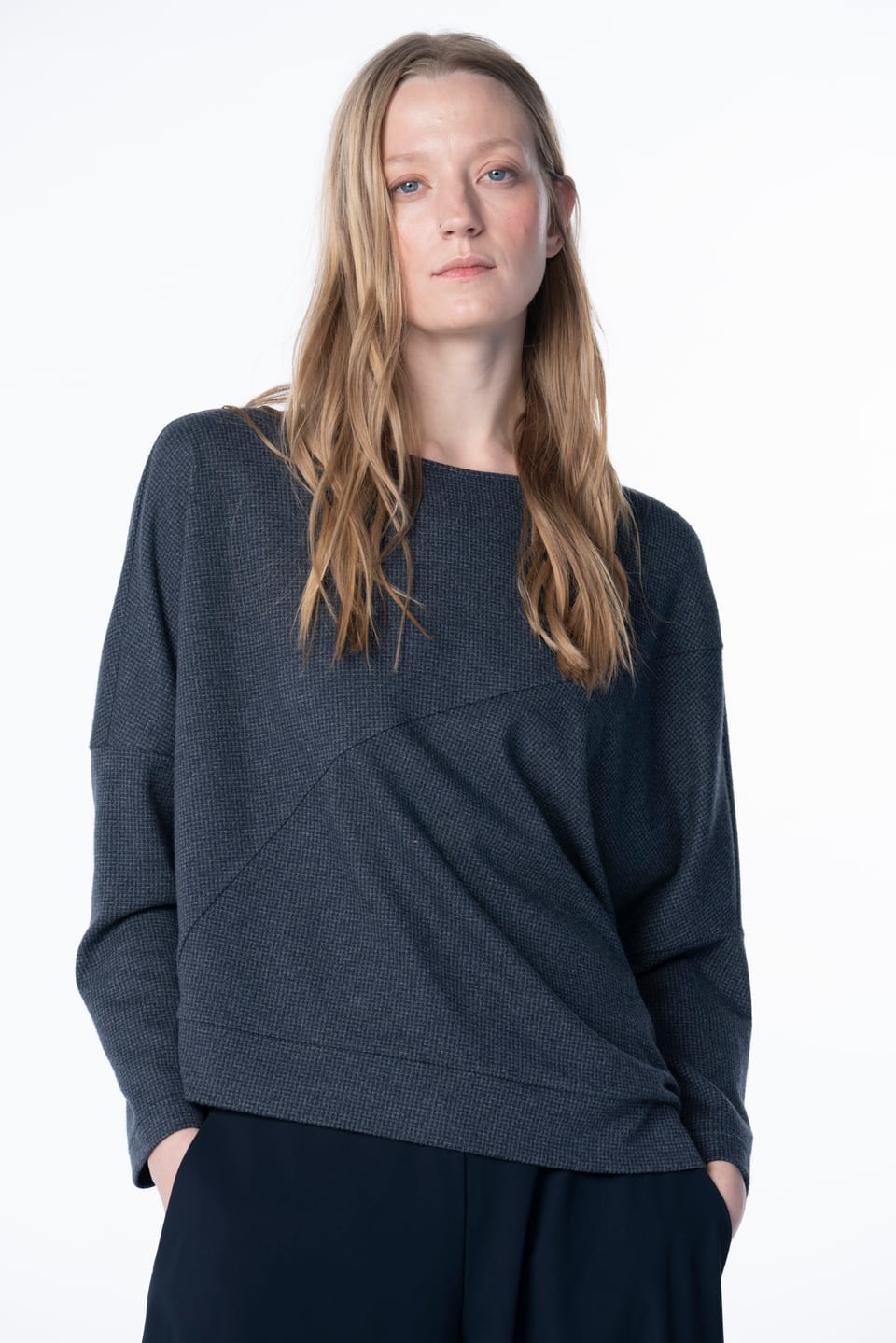 Pullover 6674 - Houndstooth jacquard jersey - 560INDIGO - 10260710674