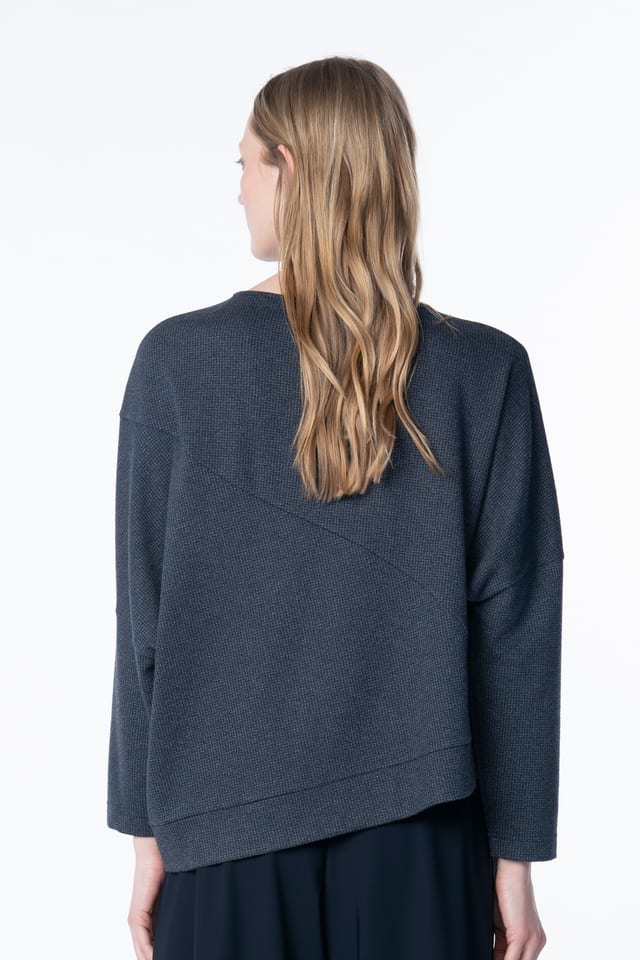 Pullover 6674 - Houndstooth jacquard jersey - 560INDIGO - 10260710674