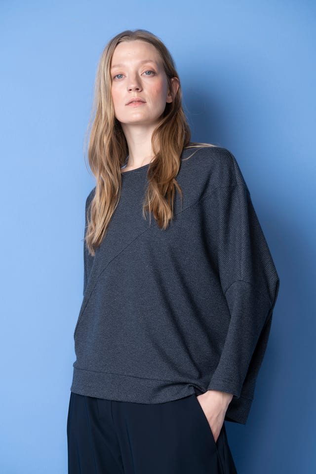 Pullover 6674 - Houndstooth jacquard jersey - 560INDIGO - 10260710674