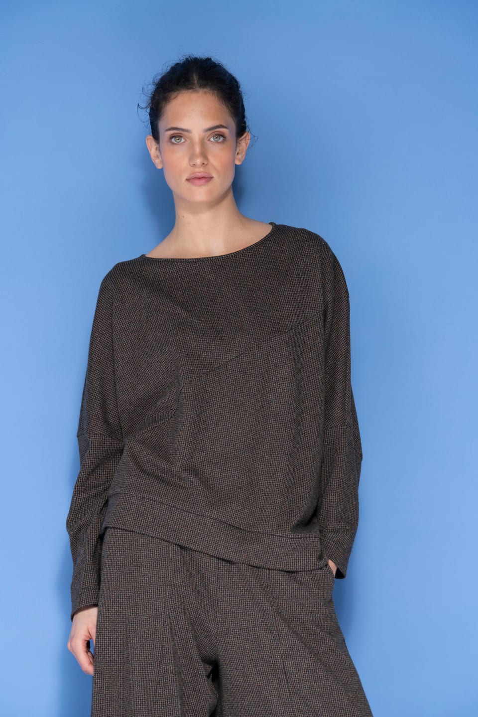 Pullover 6674 - Houndstooth jacquard jersey - 860WOOD - 10260710674