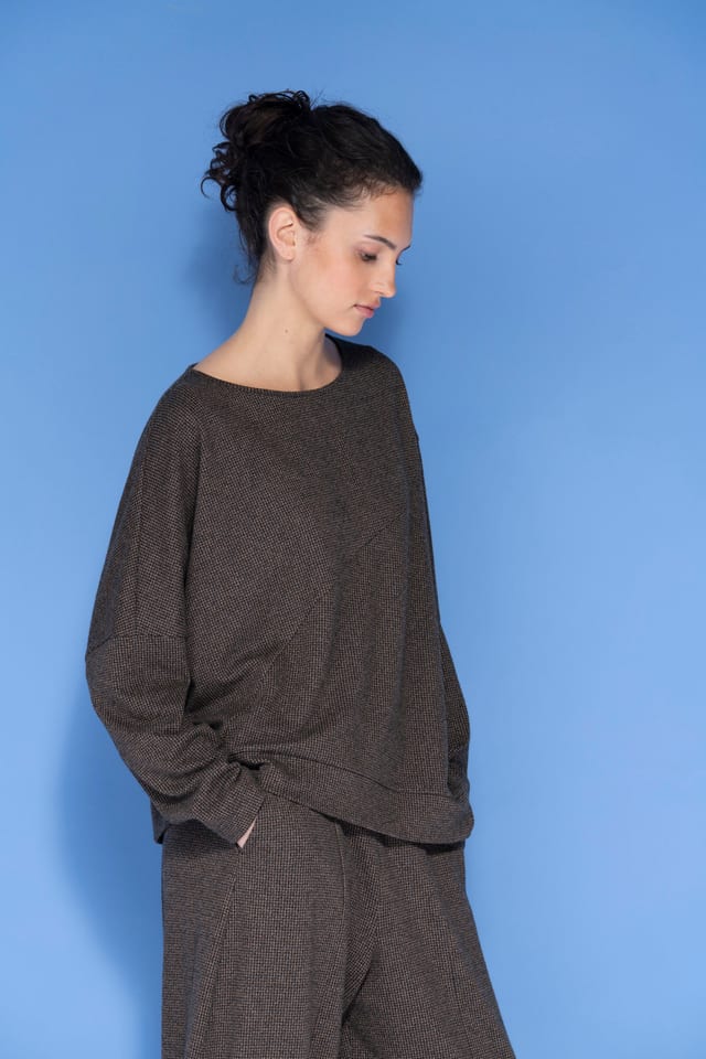 Pullover 6674 - Žakárový úplet s kohoutí stopou - 860WOOD - 10260710674