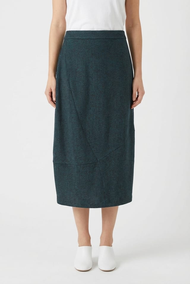 Skirt 6686 - Jacquard jersey with herringbone pattern - 580TEAL - 10260710686