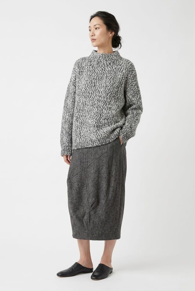 Skirt 6686 - Jacquard jersey with herringbone pattern - 990BLACK - 10260710686
