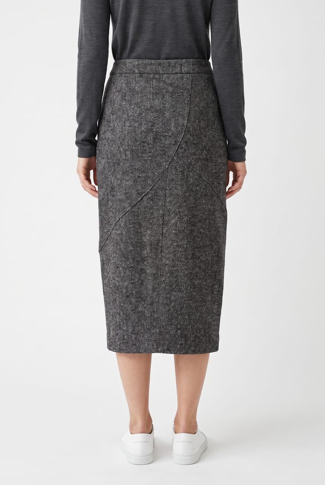 Skirt 6686 - Jacquard jersey with herringbone pattern - 990BLACK - 10260710686