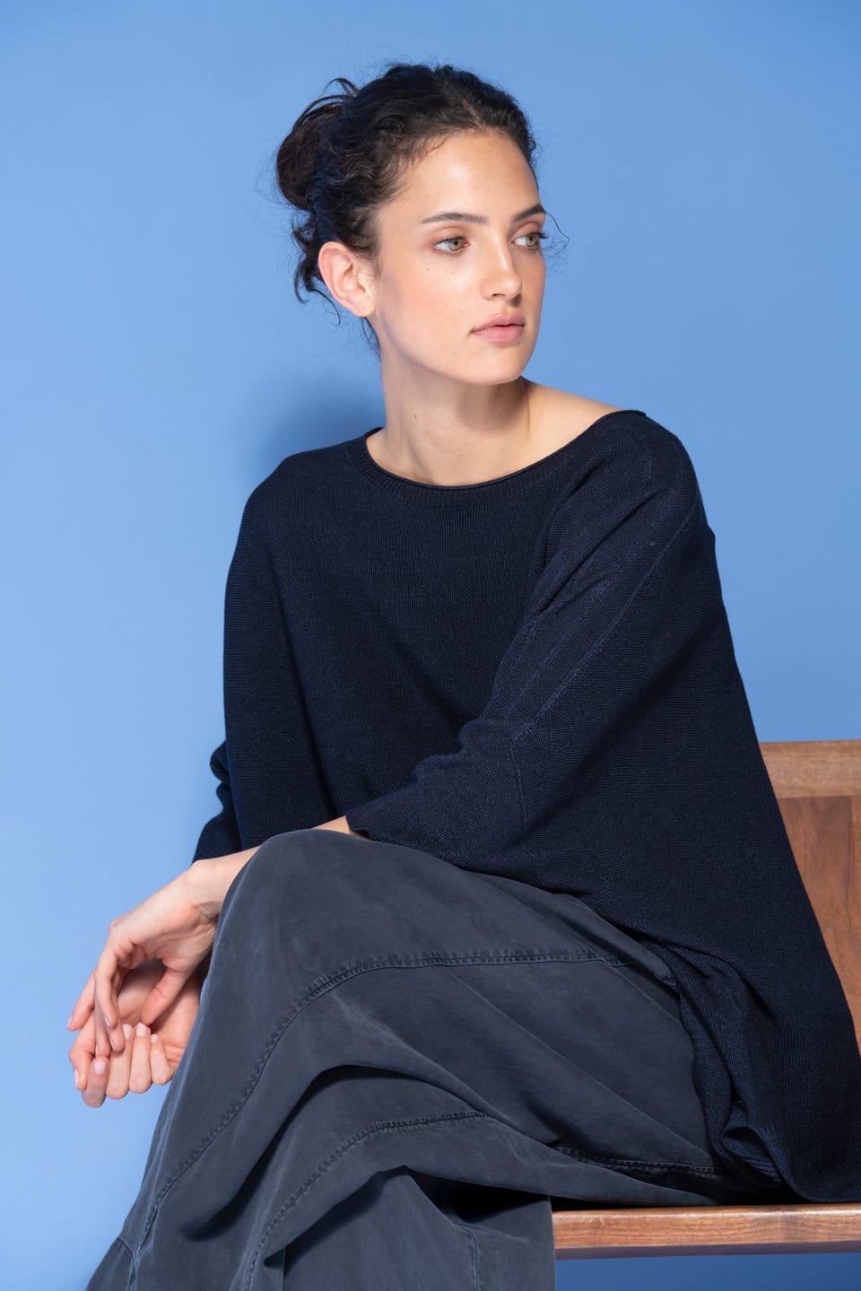 Pullover 6705 - Pure merino wool - 490NAVY - 10260710705