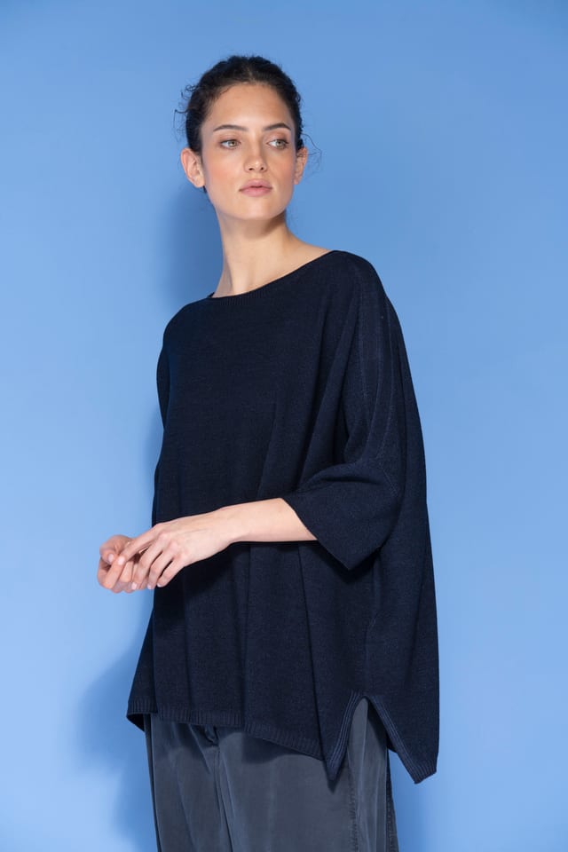 Pullover 6705 - Pure merino wool - 490NAVY - 10260710705