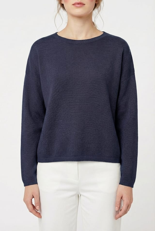 Pullover 6708 - Pure merino wool - 490NAVY - 10260710708