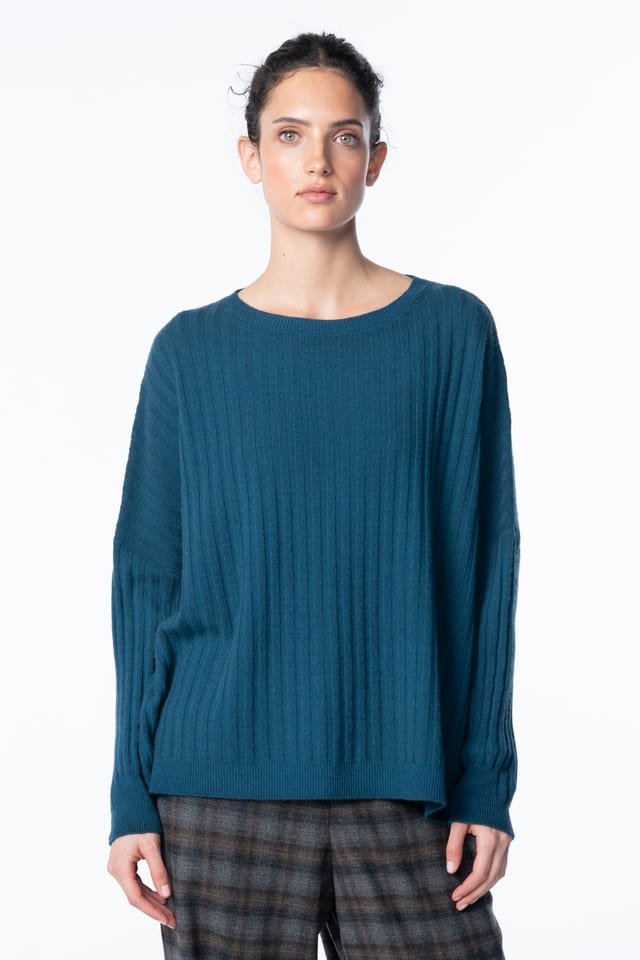 Pullover 6711 - Pure merino wool - 580TEAL - 10260710711