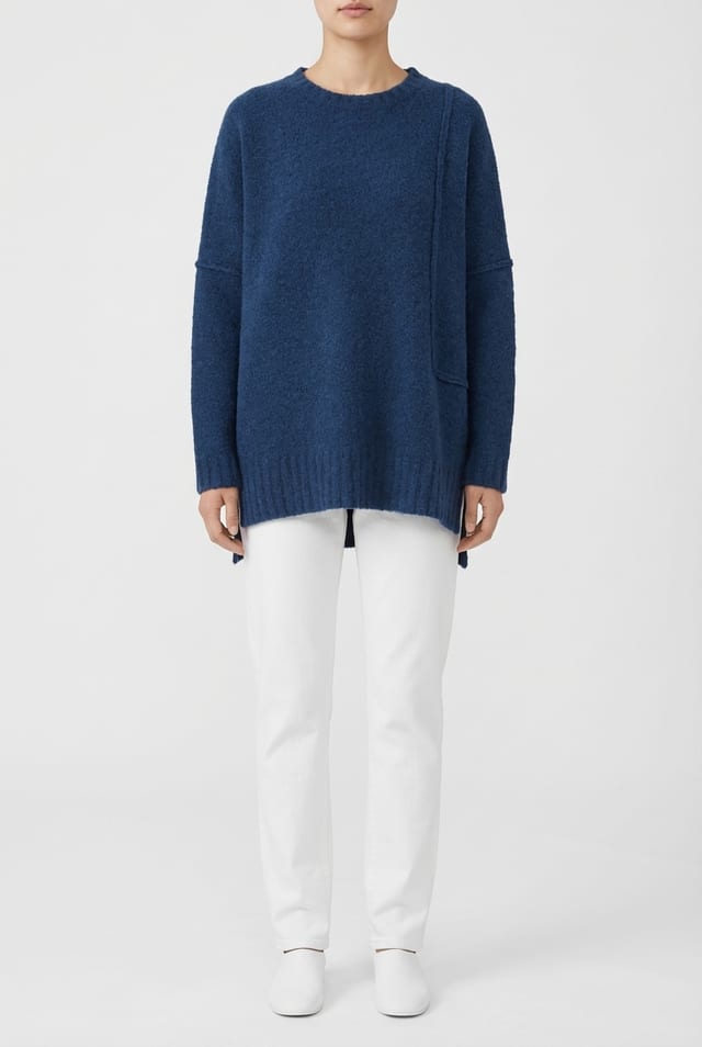 Pullover 6713 - Bouclé made from a merino and cotton blend - 10260710713