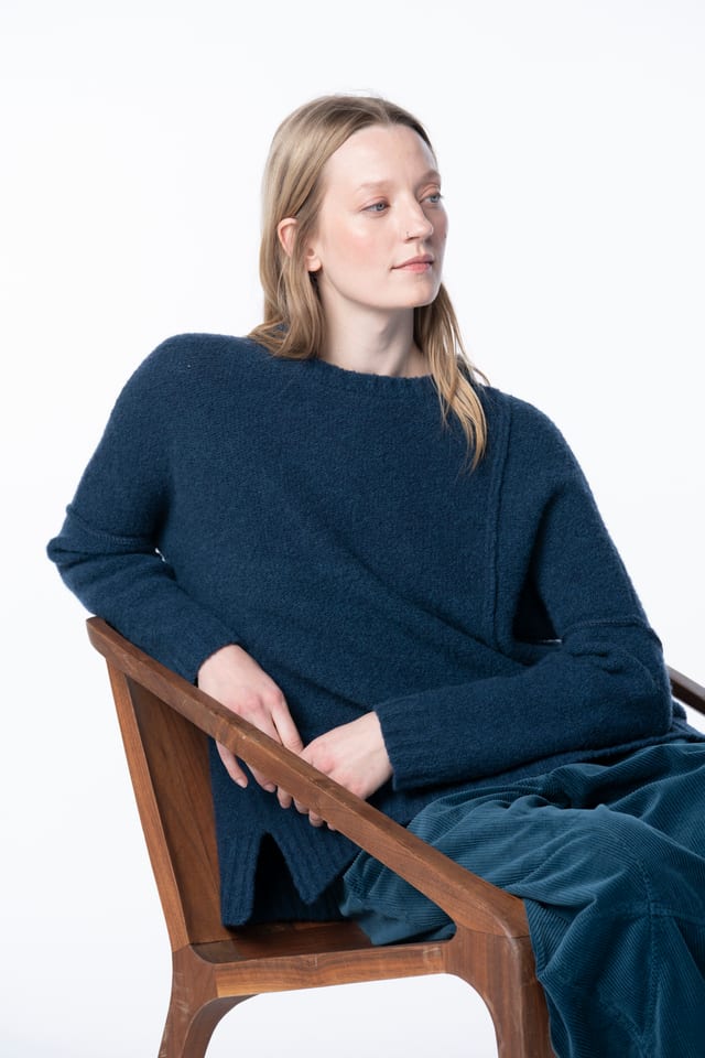 Pullover 6713 - Buklé ze směsi merina a bavlny - 580TEAL - 10260710713