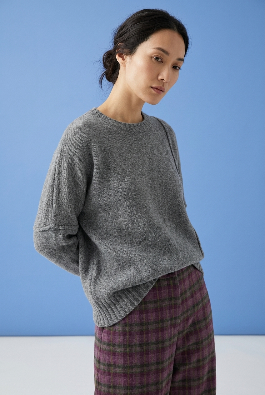 Pullover 6713 980GRAPHITE Bouclé made from a merino and cotton blend
