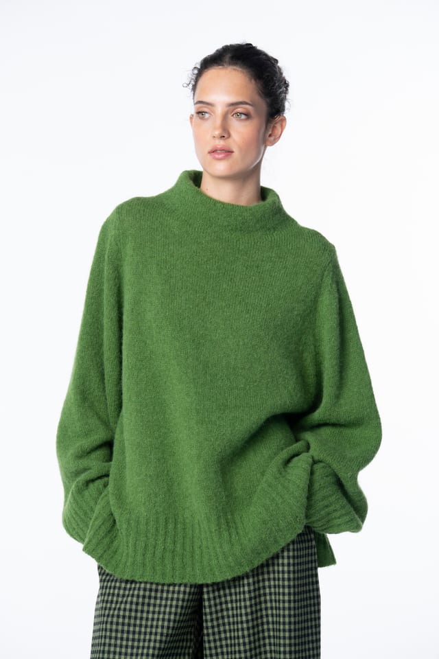 Pullover 6720 - Fluffy alpaca and virgin wool blend - 660GREEN - 10260710720