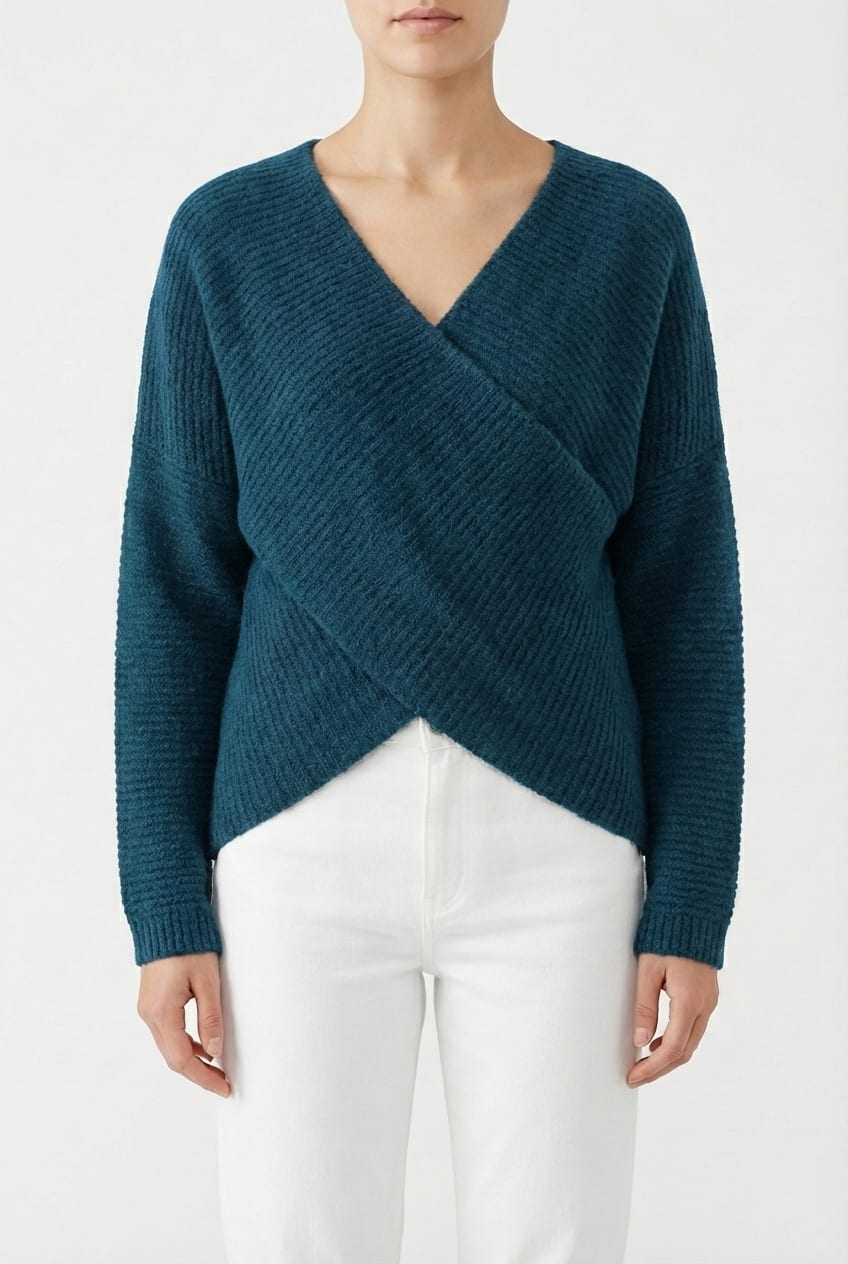 Pullover 6721 - Bouclé virgin wool blend - 580TEAL - 10260710721