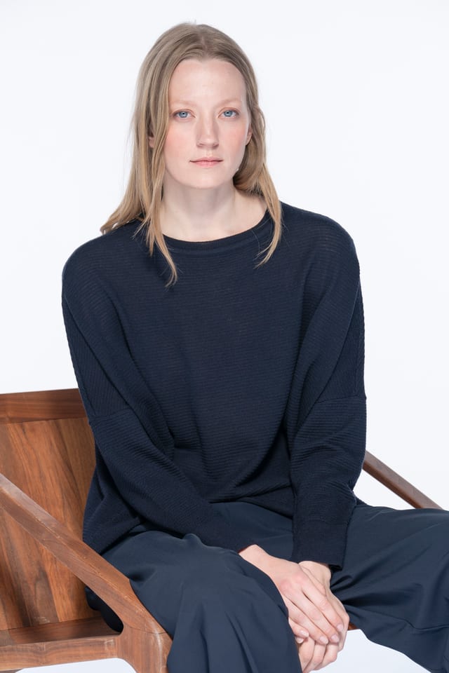 Pullover 6725 - Pure merino wool - 490NAVY - 10260710725