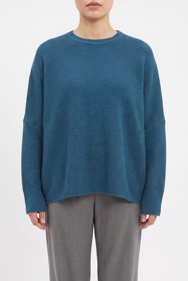 Pullover 6725 - Pure merino wool - 580TEAL - 10260710725