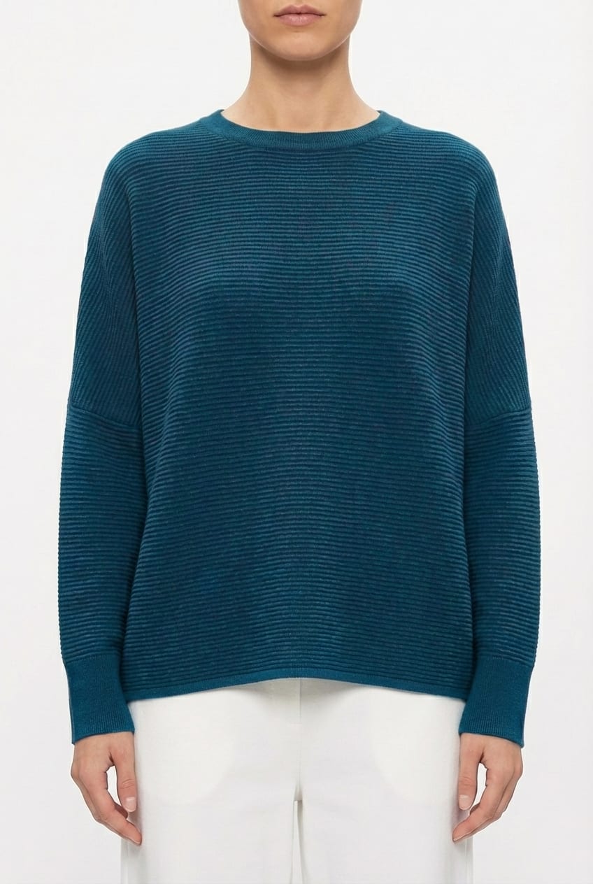 Pullover 6725 - Pure merino wool - 580TEAL - 10260710725