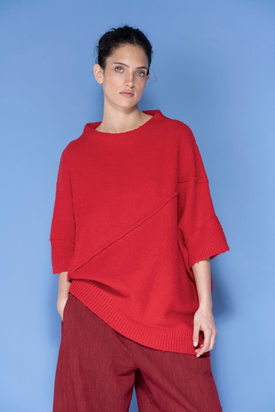 Pullover 6726 - Bouclé cotton blend - 350SCARLET - 10260710726