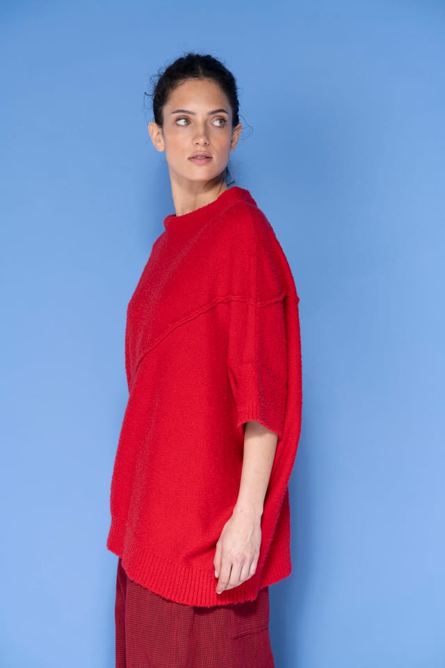 Pullover 6726 - Bouclé cotton blend - 350SCARLET - 10260710726