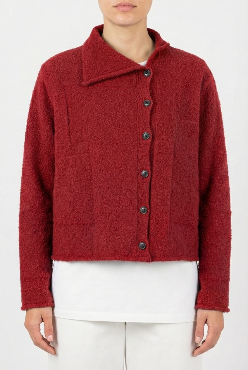 Jacket 6740 - Bouclé cotton blend - 350SCARLET - 10260710740