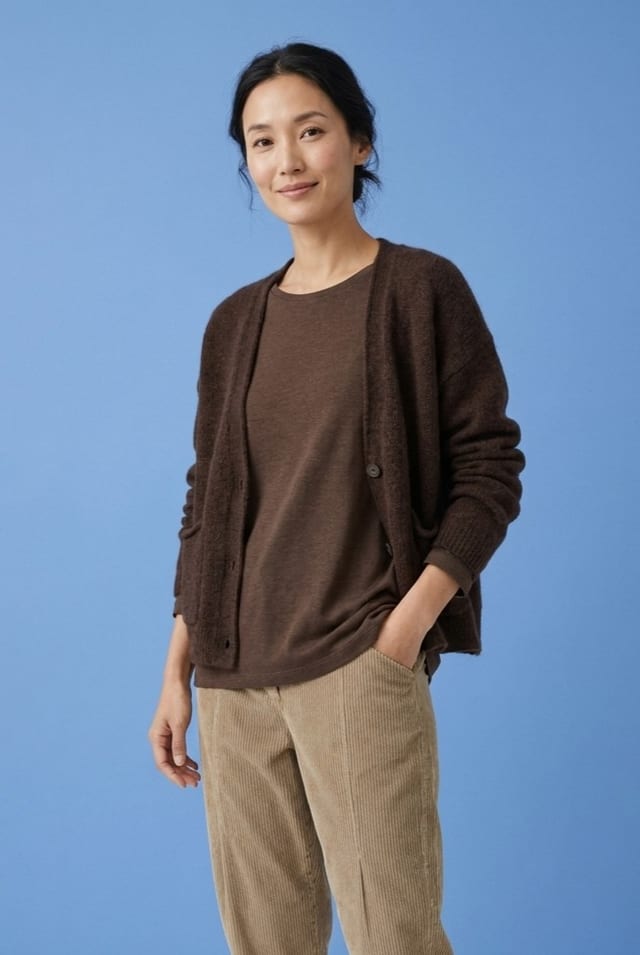 Jacket 6742 - Brushed Melange Alpaca Blend - 890CHOCO - 10260710742