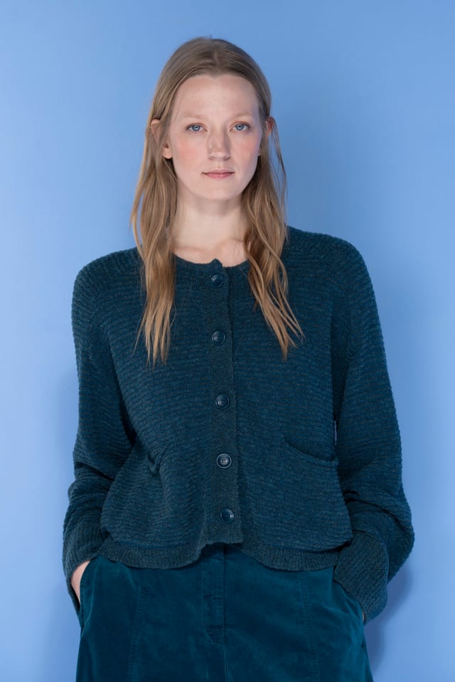 Veste 6743 - mélange de laine vierge bouclé - 580TEAL - 10260710743