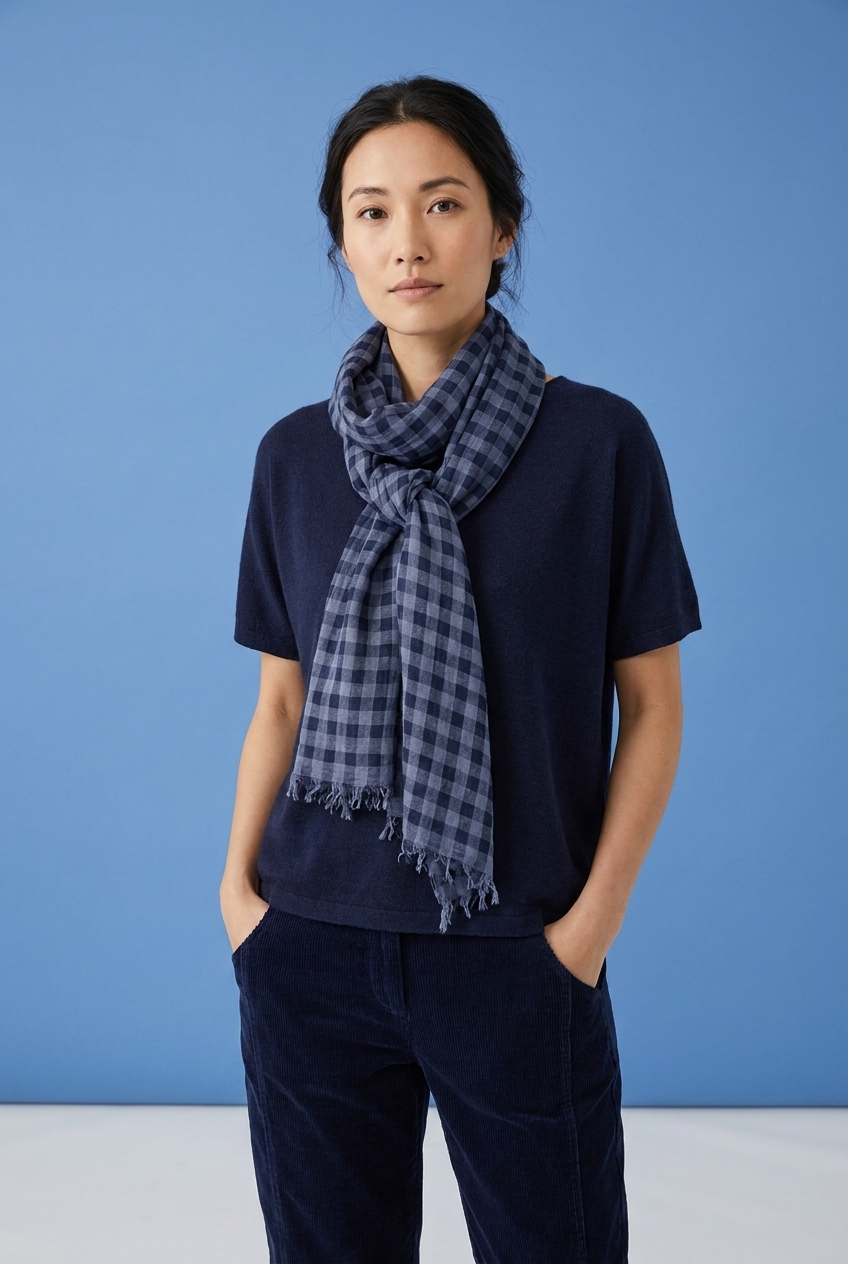 Scarf 6902 Blue Virgin wool-modal blend